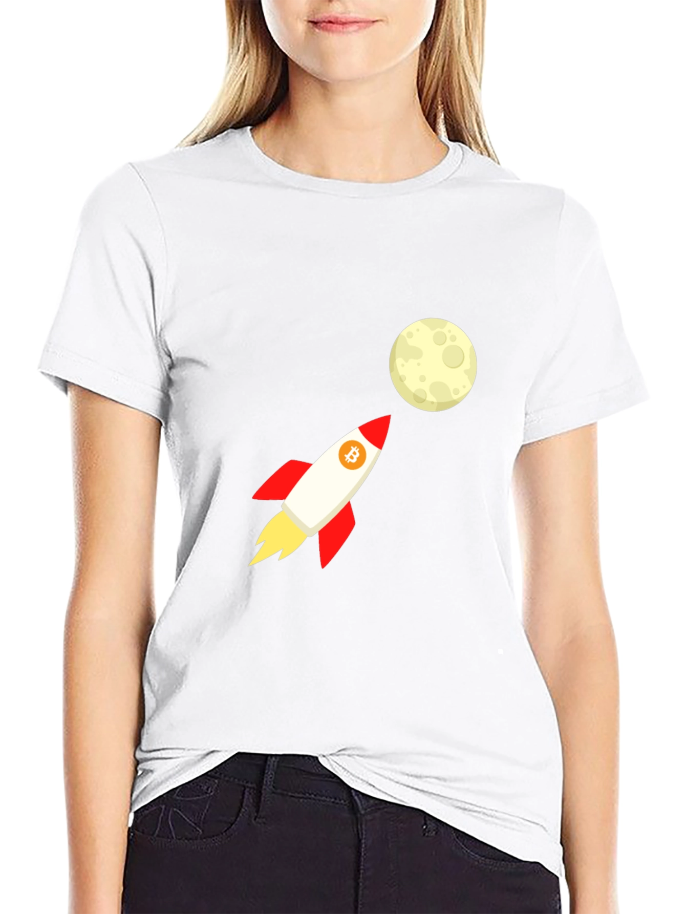 Bitcoin Rocket to the Moon Black T-Shirt
