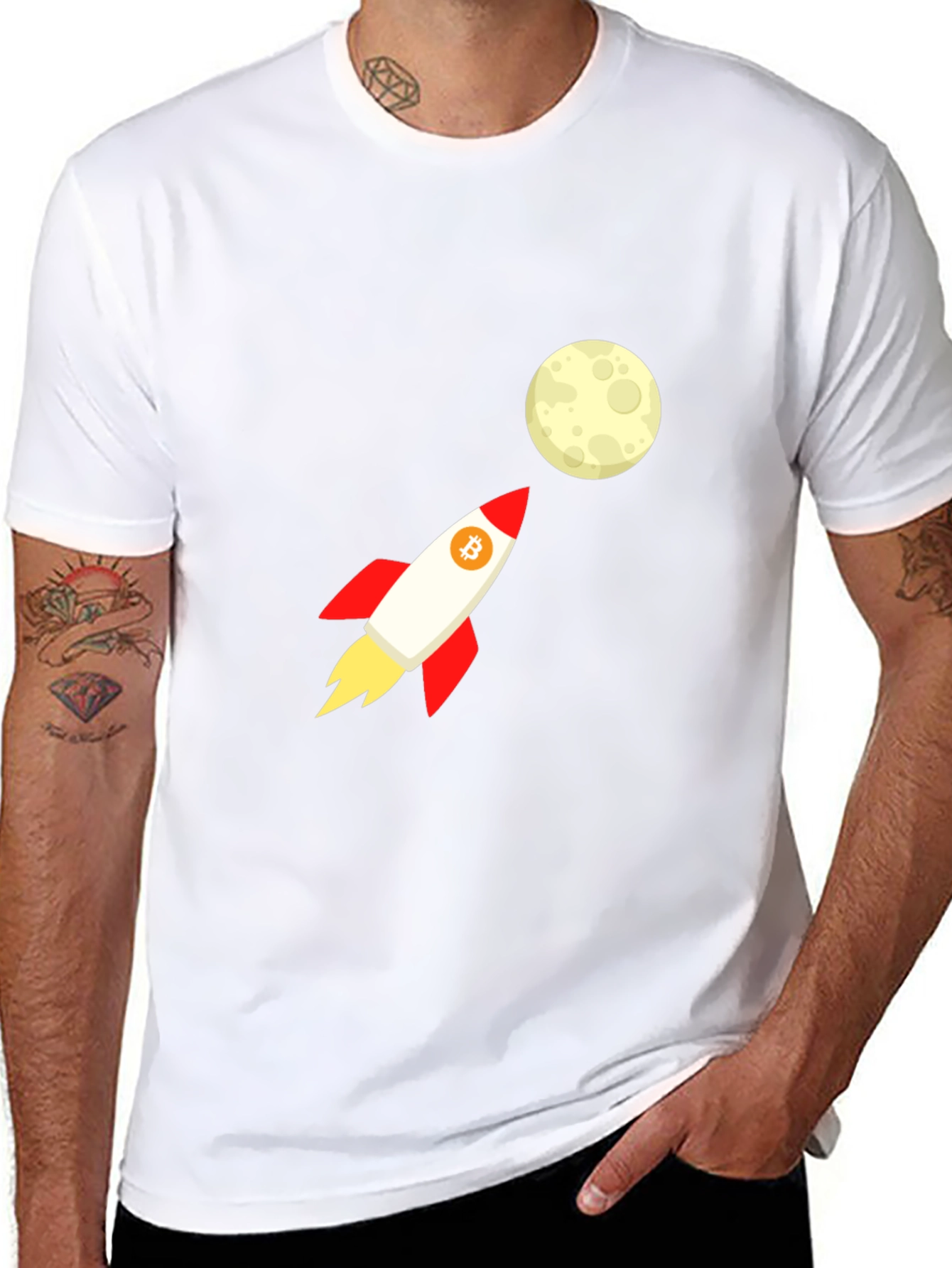 Bitcoin Rocket to the Moon Black T-Shirt