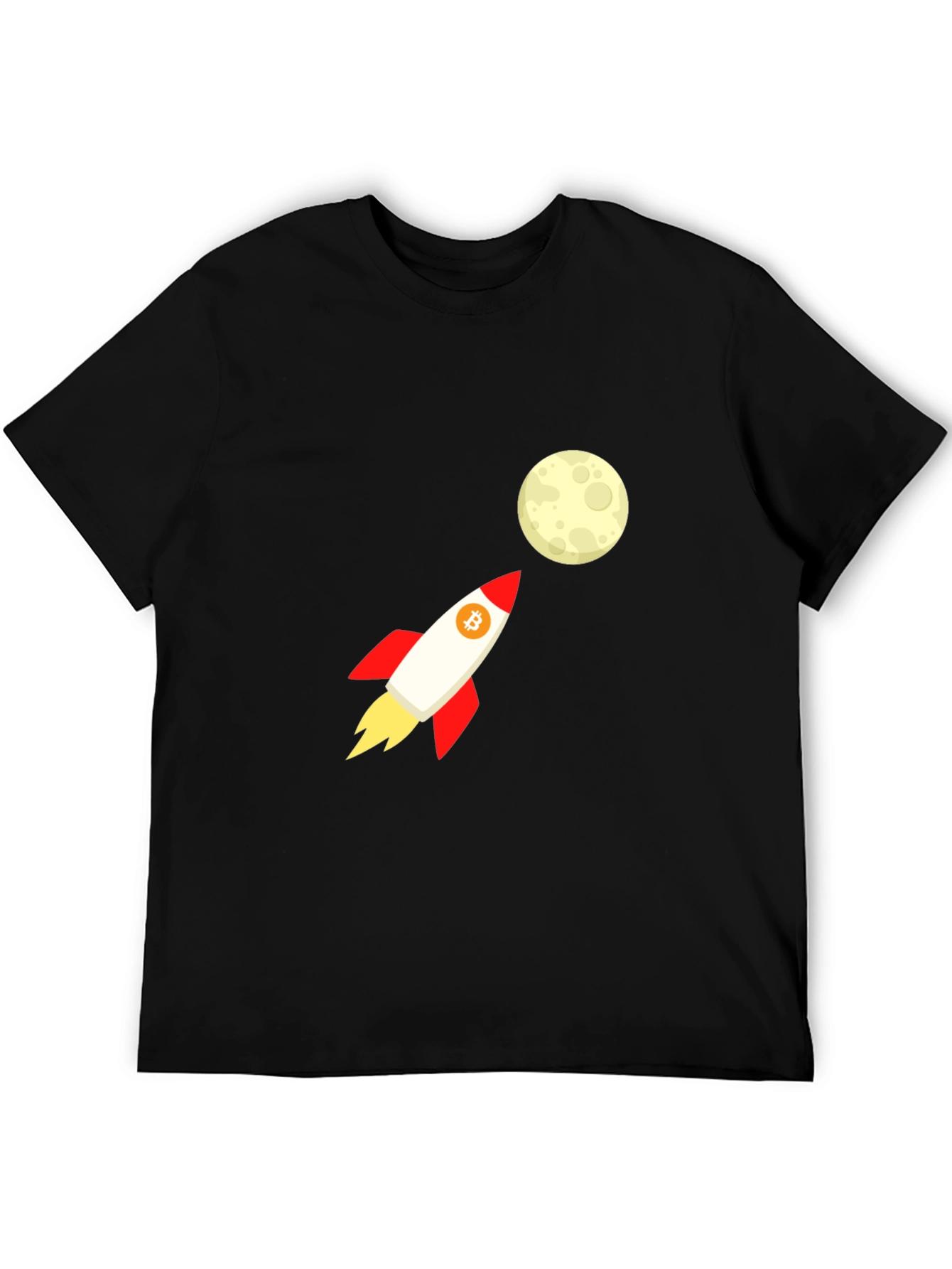 Bitcoin Rocket to the Moon Black T-Shirt