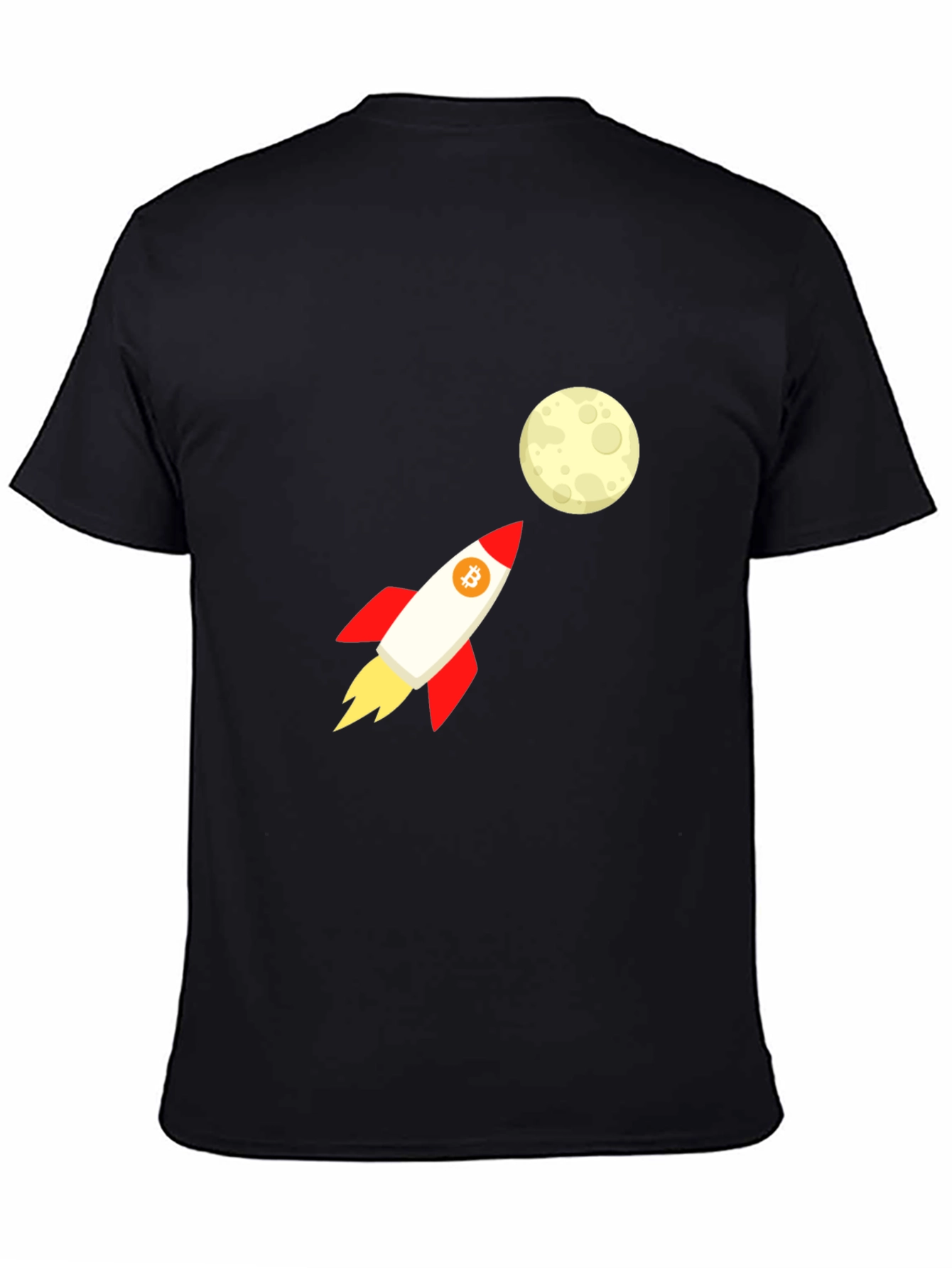 Bitcoin Rocket to the Moon Black T-Shirt
