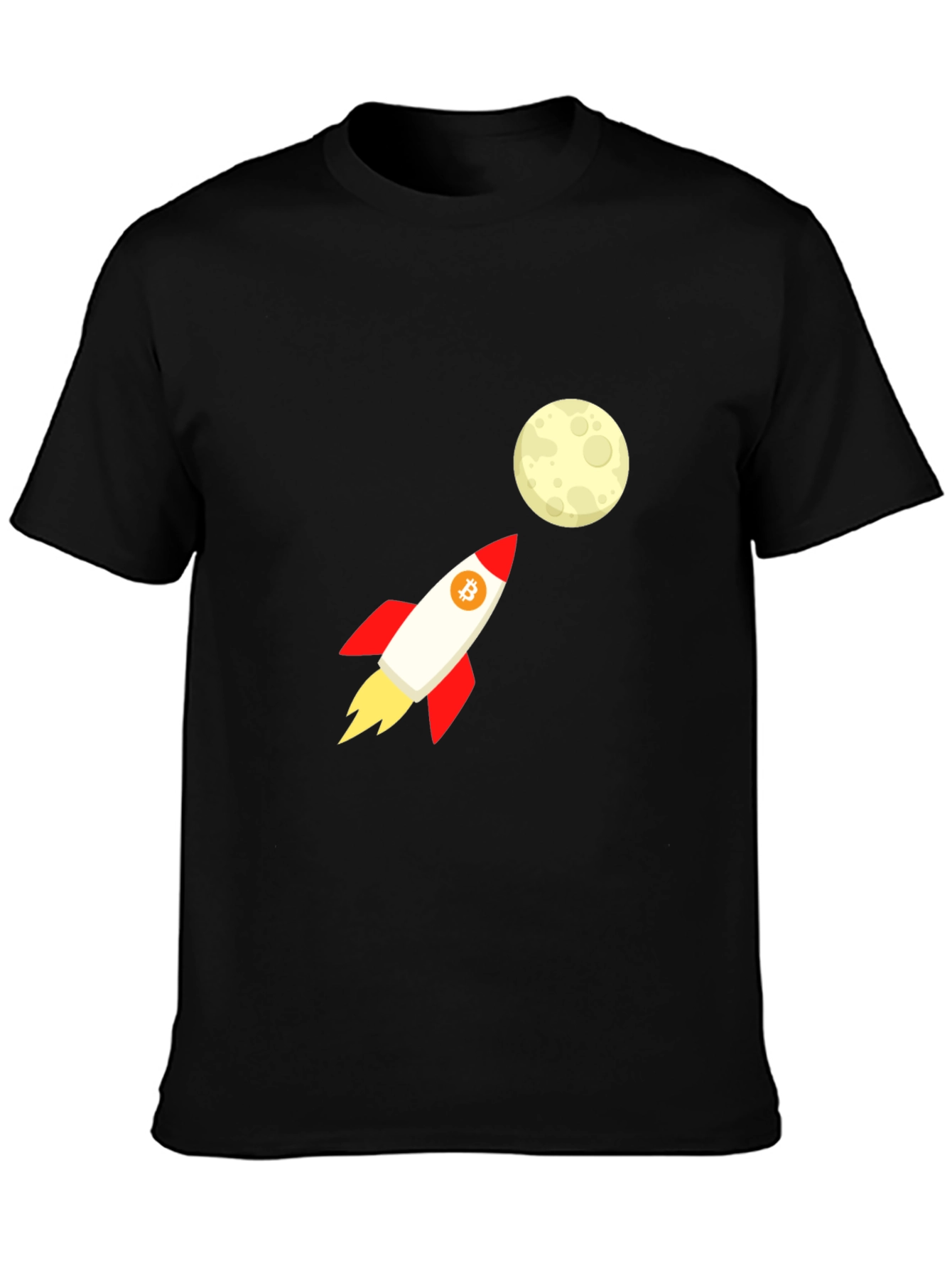 Bitcoin Rocket to the Moon Black T-Shirt