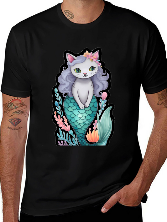 Cat Mermaid Graphic T-Shirt - Unique Novelty Tee