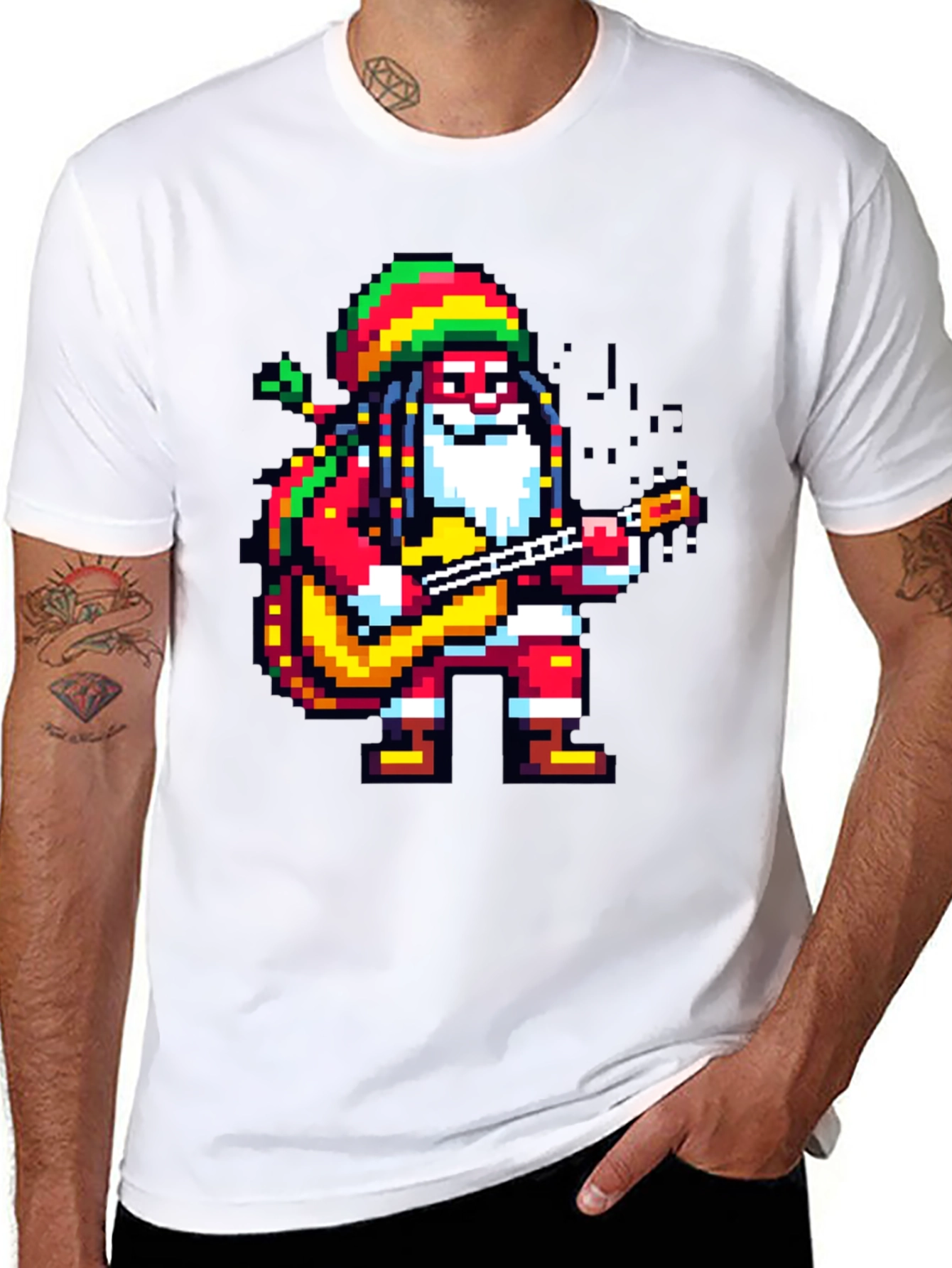 Rasta Santa Pixel Art T-Shirt
