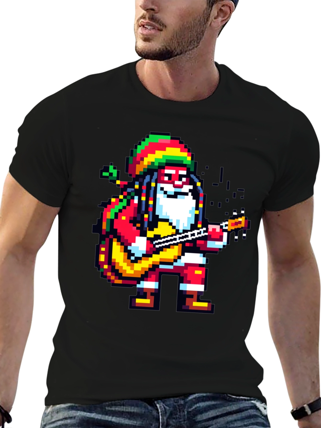 Rasta Santa Pixel Art T-Shirt