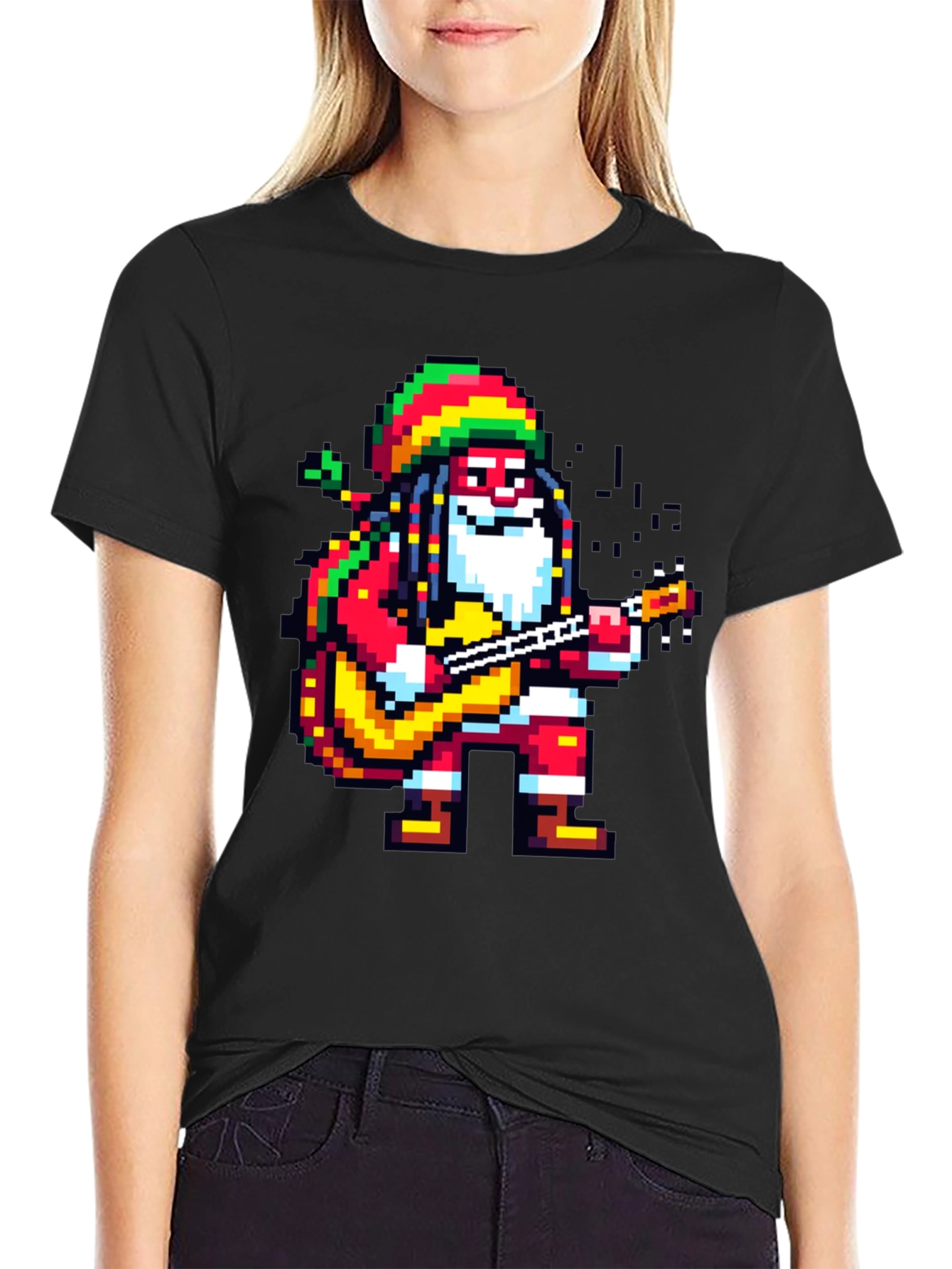 Rasta Santa Pixel Art T-Shirt