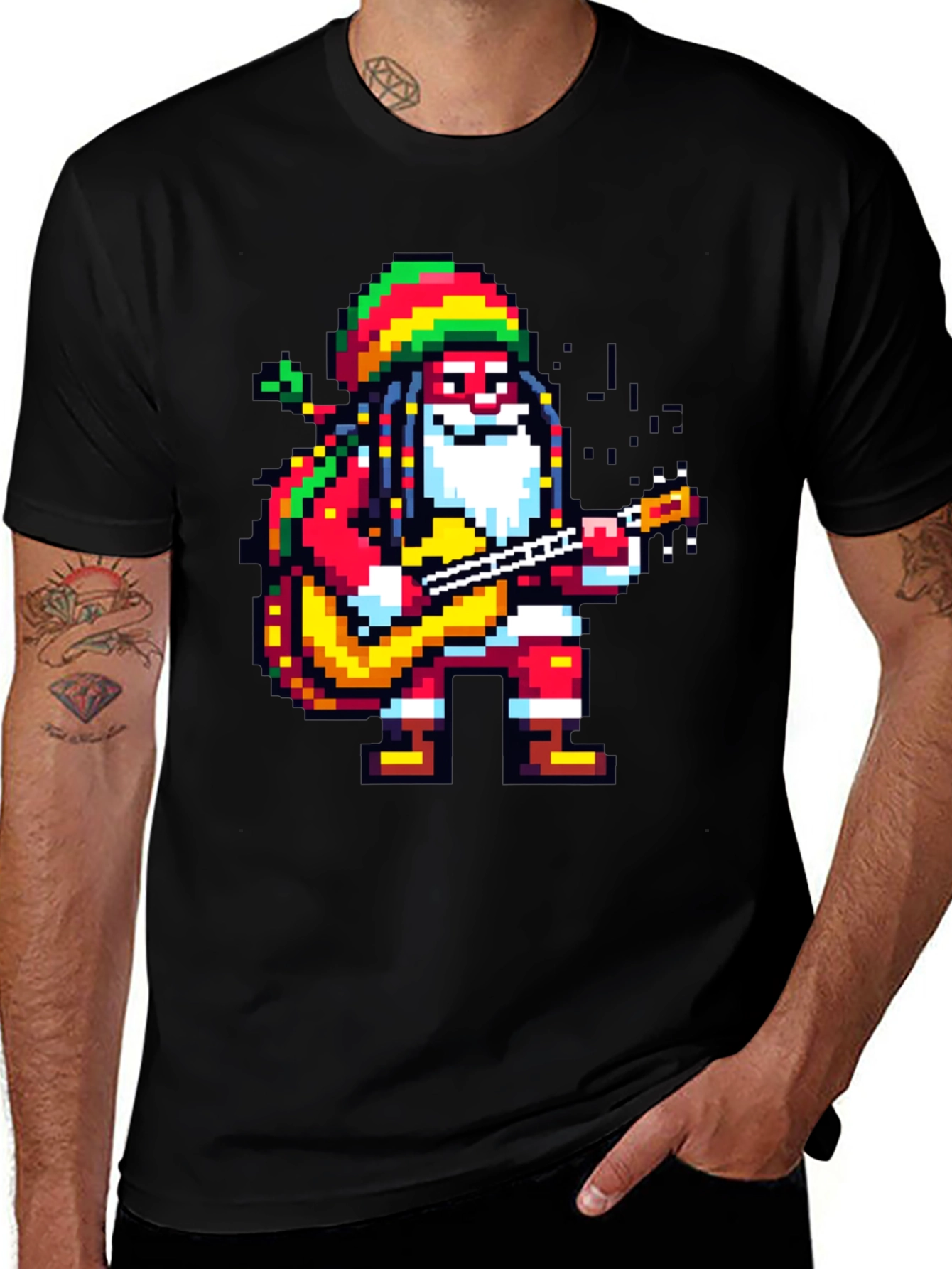 Rasta Santa Pixel Art T-Shirt