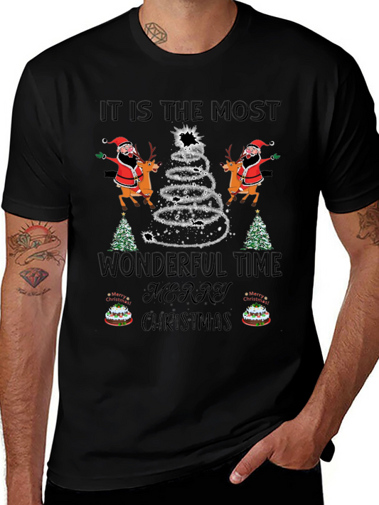 Festive Christmas T-Shirt: Wonderful Time Merry Christmas Tee