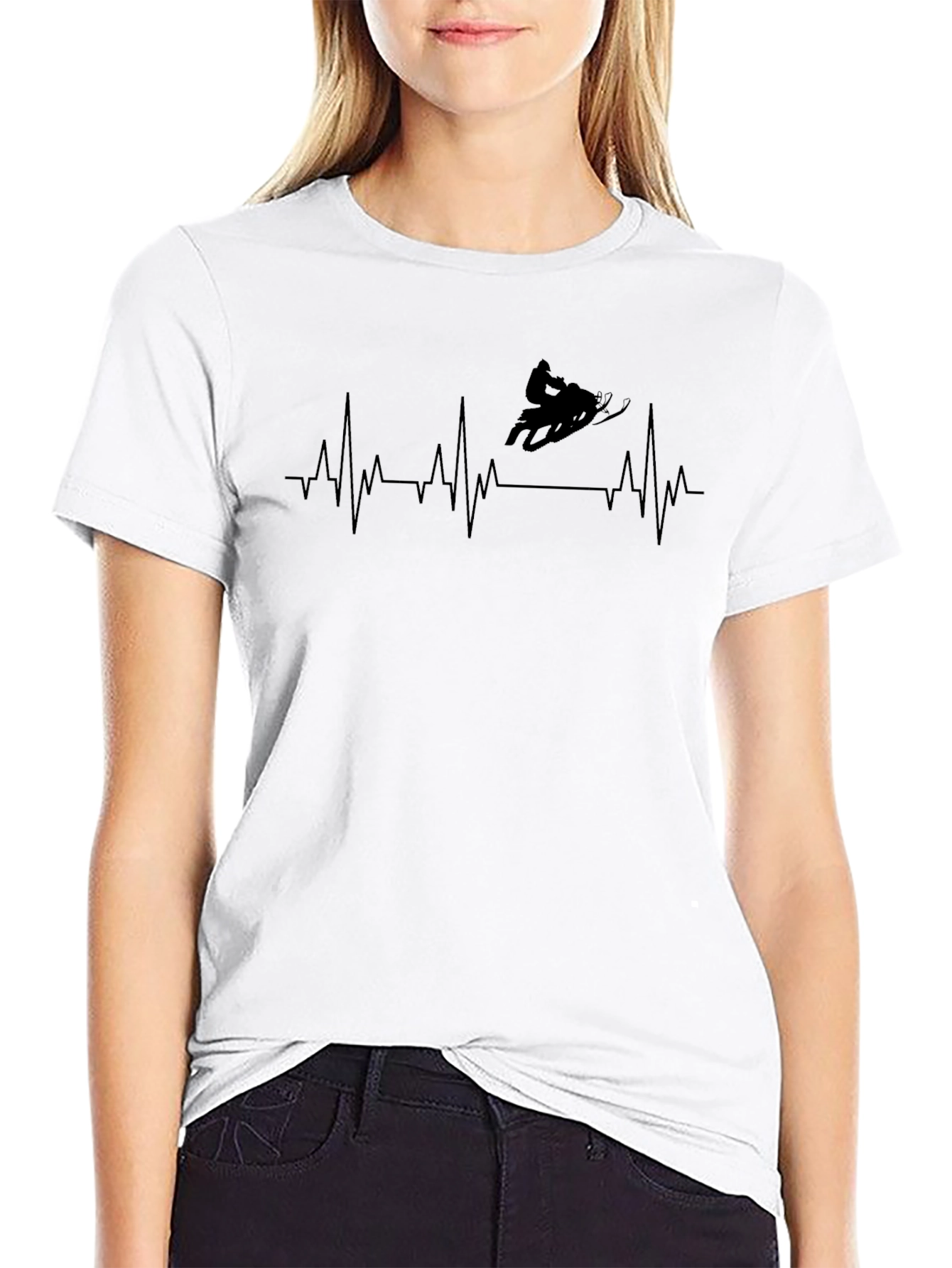 Snowmobile Heartbeat T-Shirt - Black