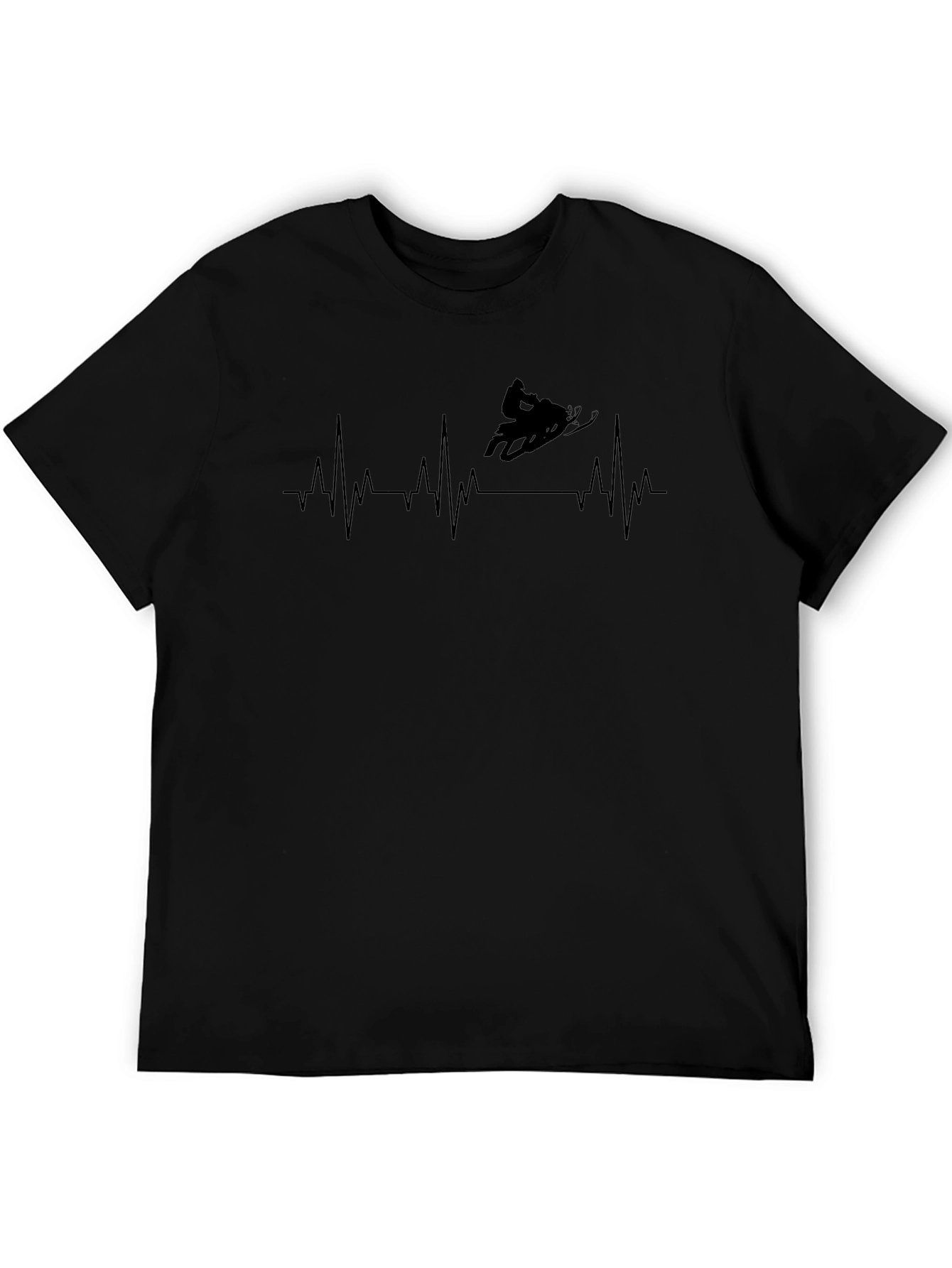 Snowmobile Heartbeat T-Shirt - Black