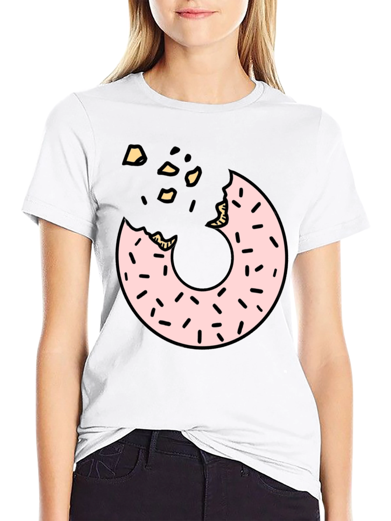 Donut Graphic T-Shirt - Black Casual Tee