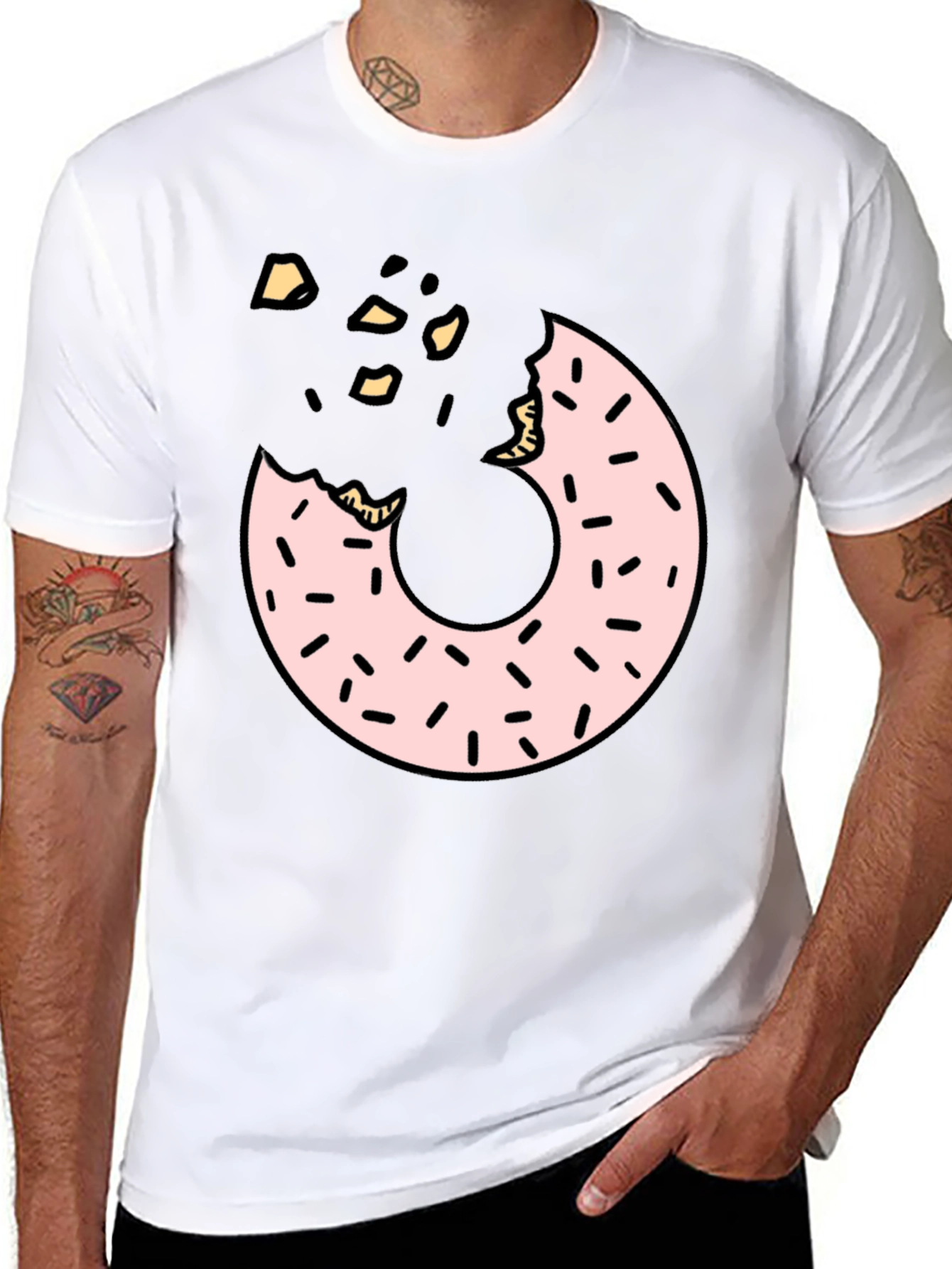 Donut Graphic T-Shirt - Black Casual Tee