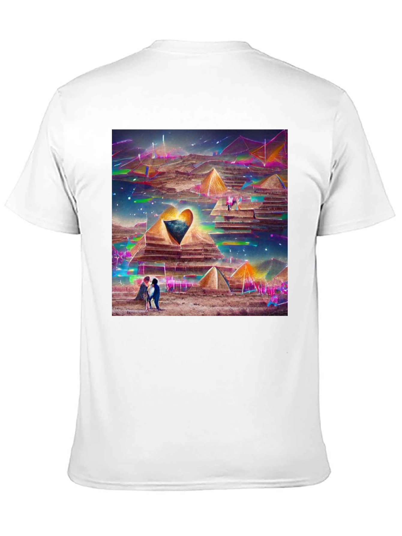 Pyramid Heart T-Shirt: Artistic Desert Scene