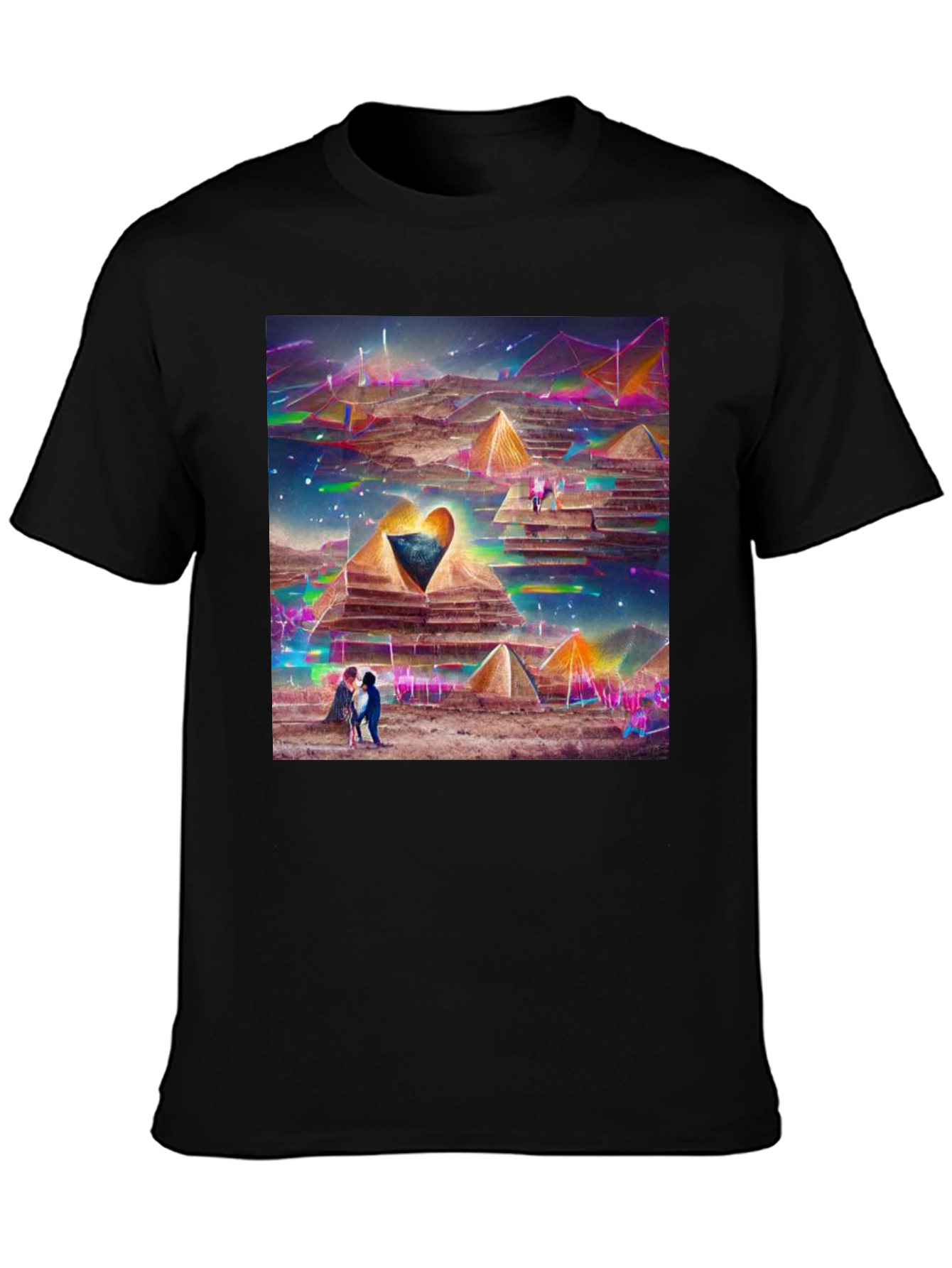 Pyramid Heart T-Shirt: Artistic Desert Scene