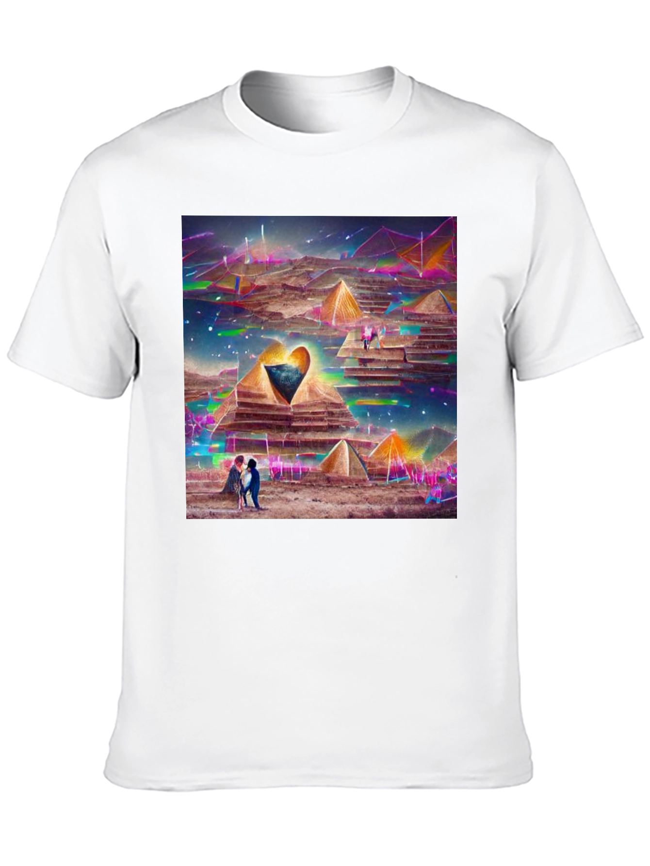 Pyramid Heart T-Shirt: Artistic Desert Scene