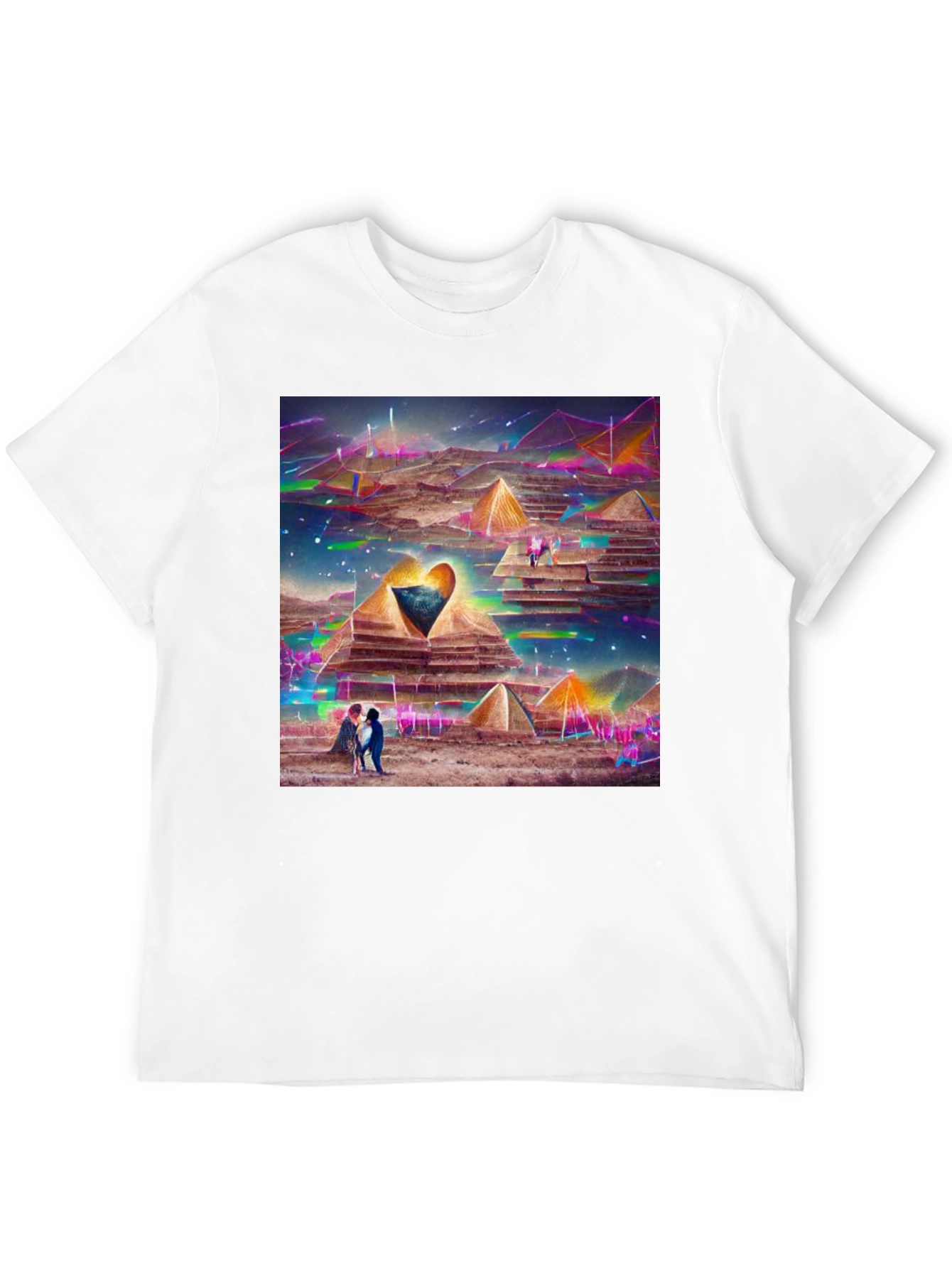 Pyramid Heart T-Shirt: Artistic Desert Scene