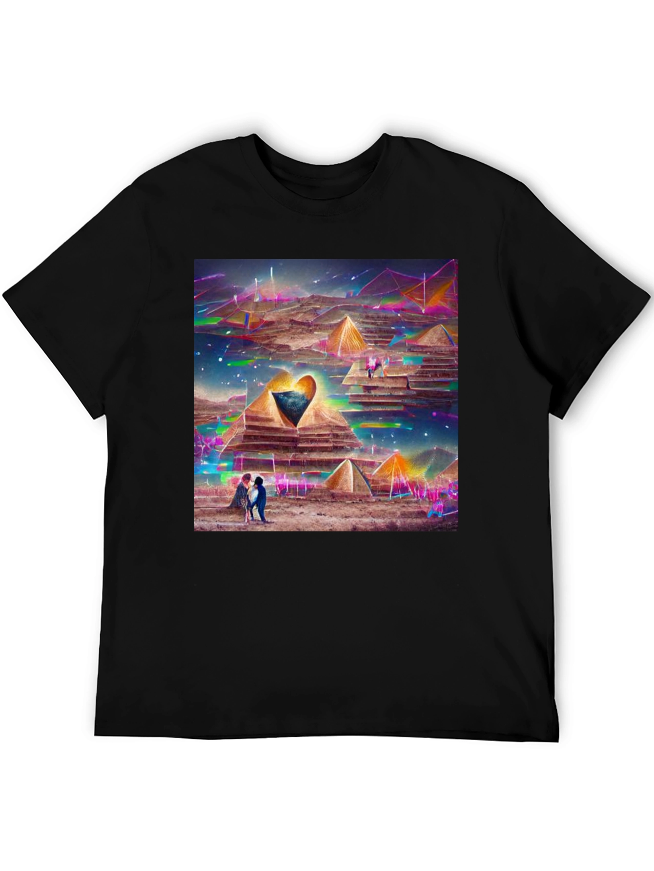 Pyramid Heart T-Shirt: Artistic Desert Scene