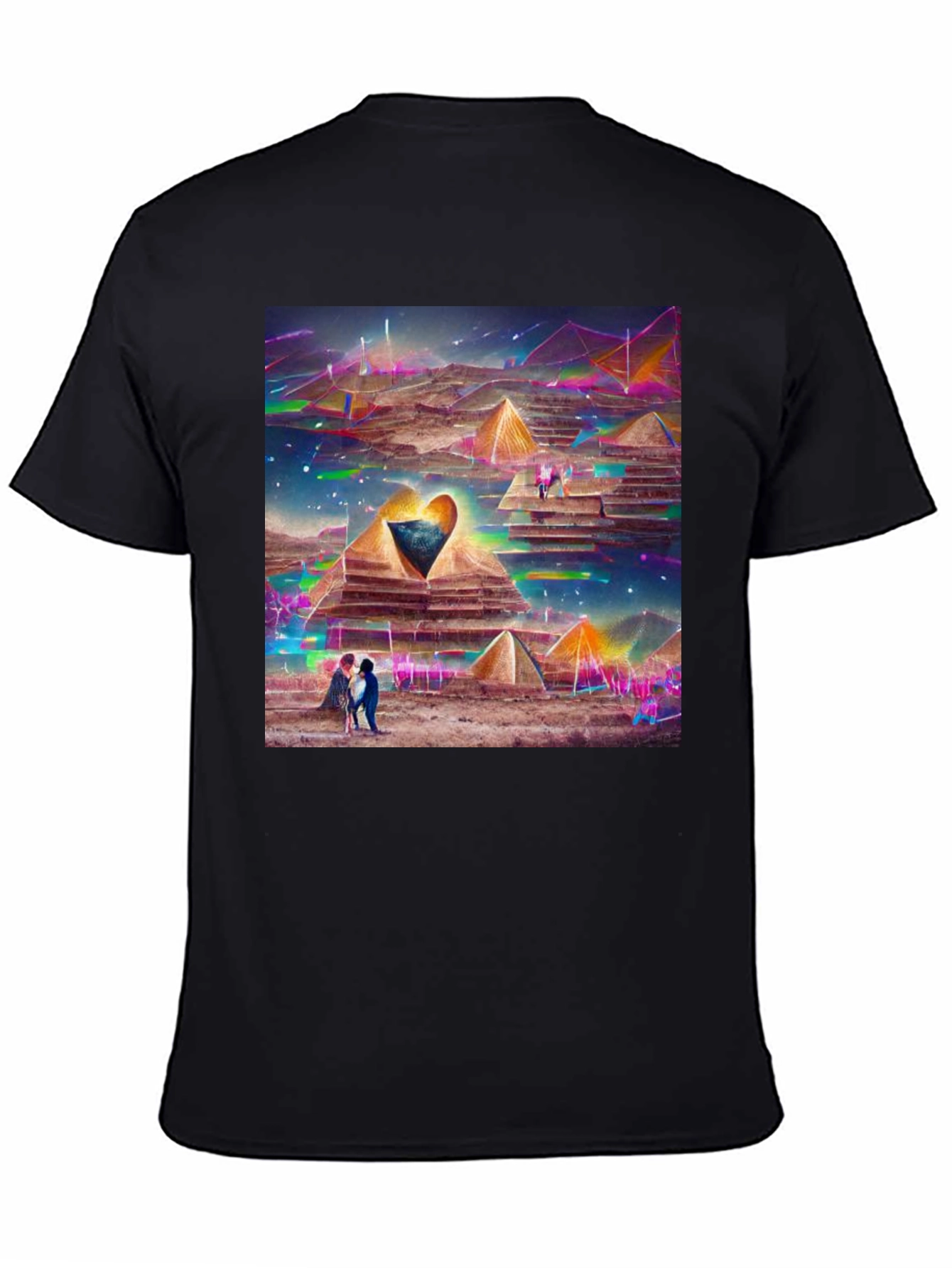 Pyramid Heart T-Shirt: Artistic Desert Scene