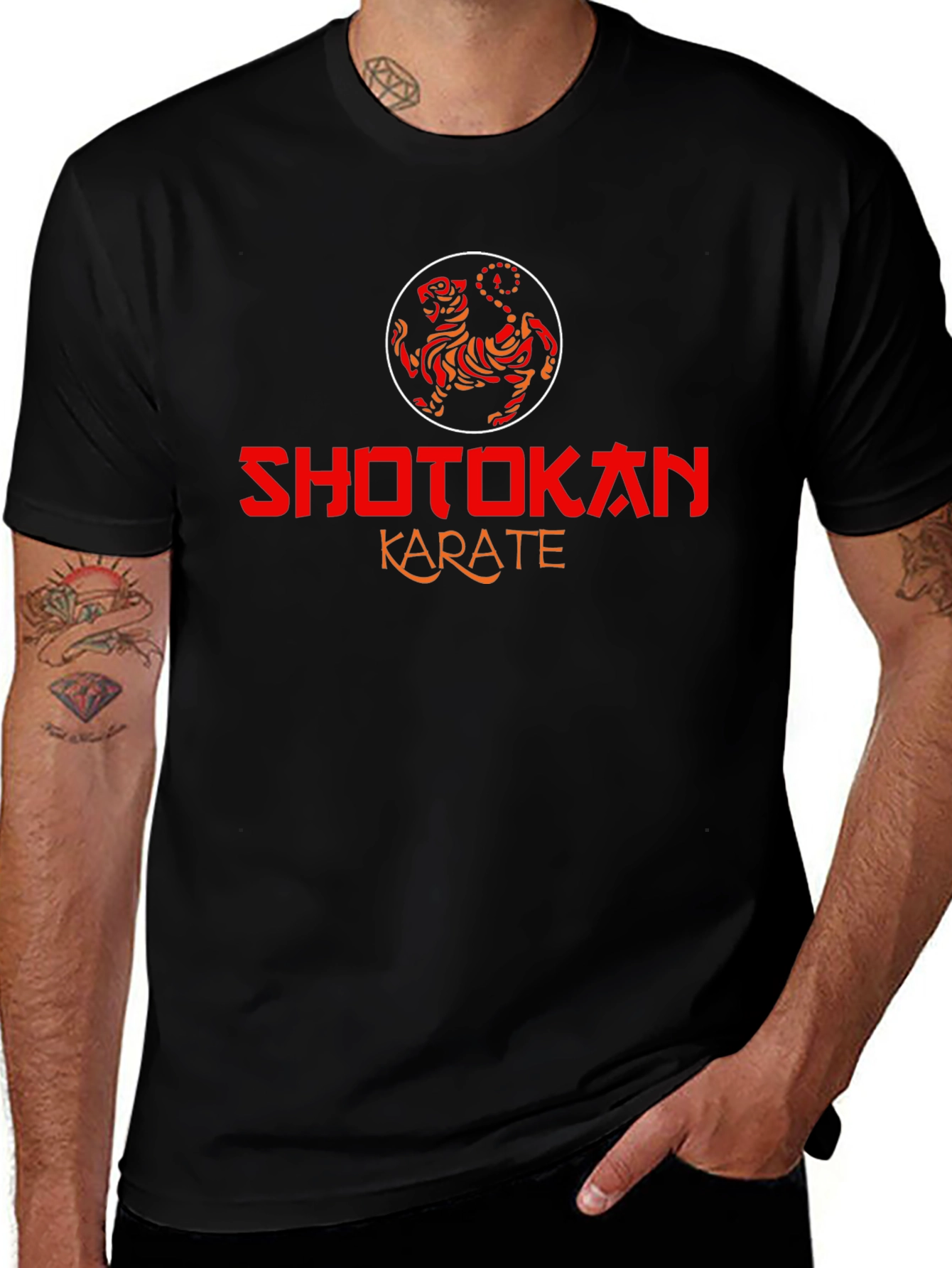Shotokan Karate Black T-Shirt Tiger Logo