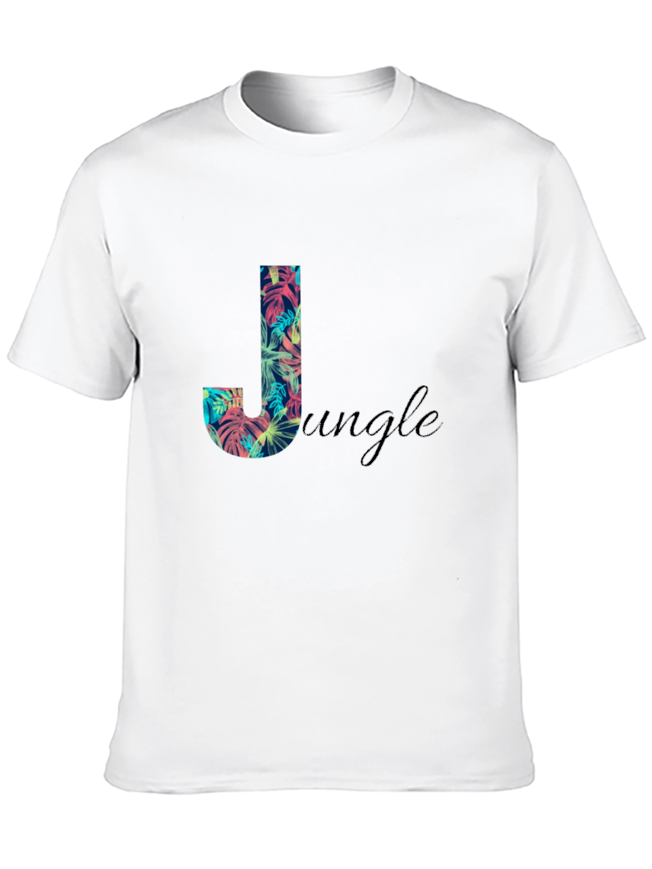 Tropical Jungle Print Black T-Shirt