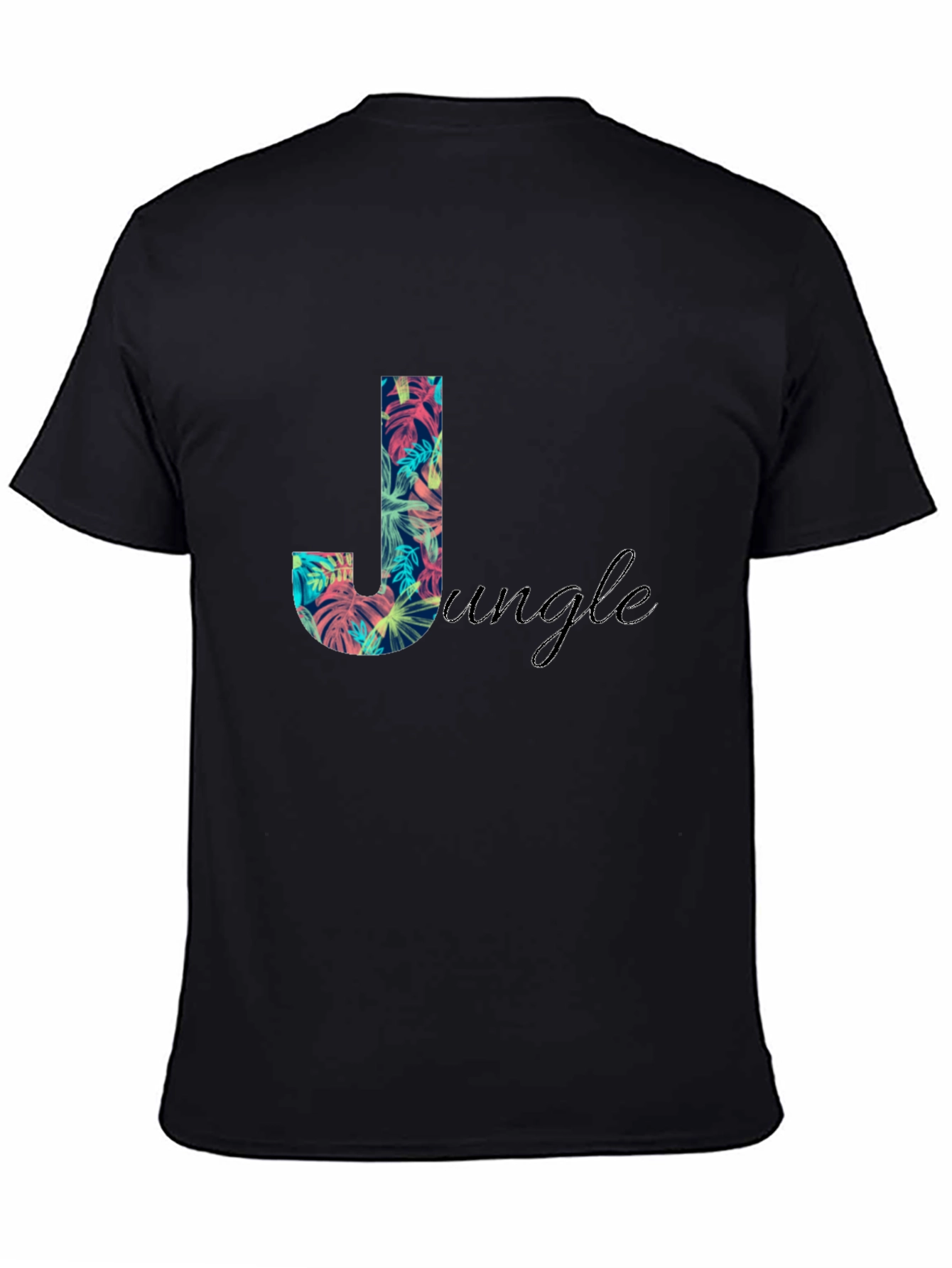 Tropical Jungle Print Black T-Shirt