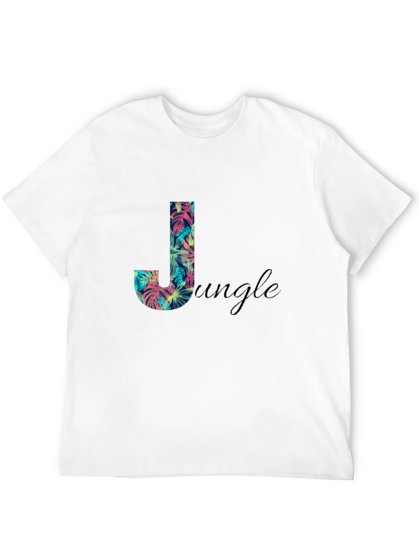 Tropical Jungle Print Black T-Shirt