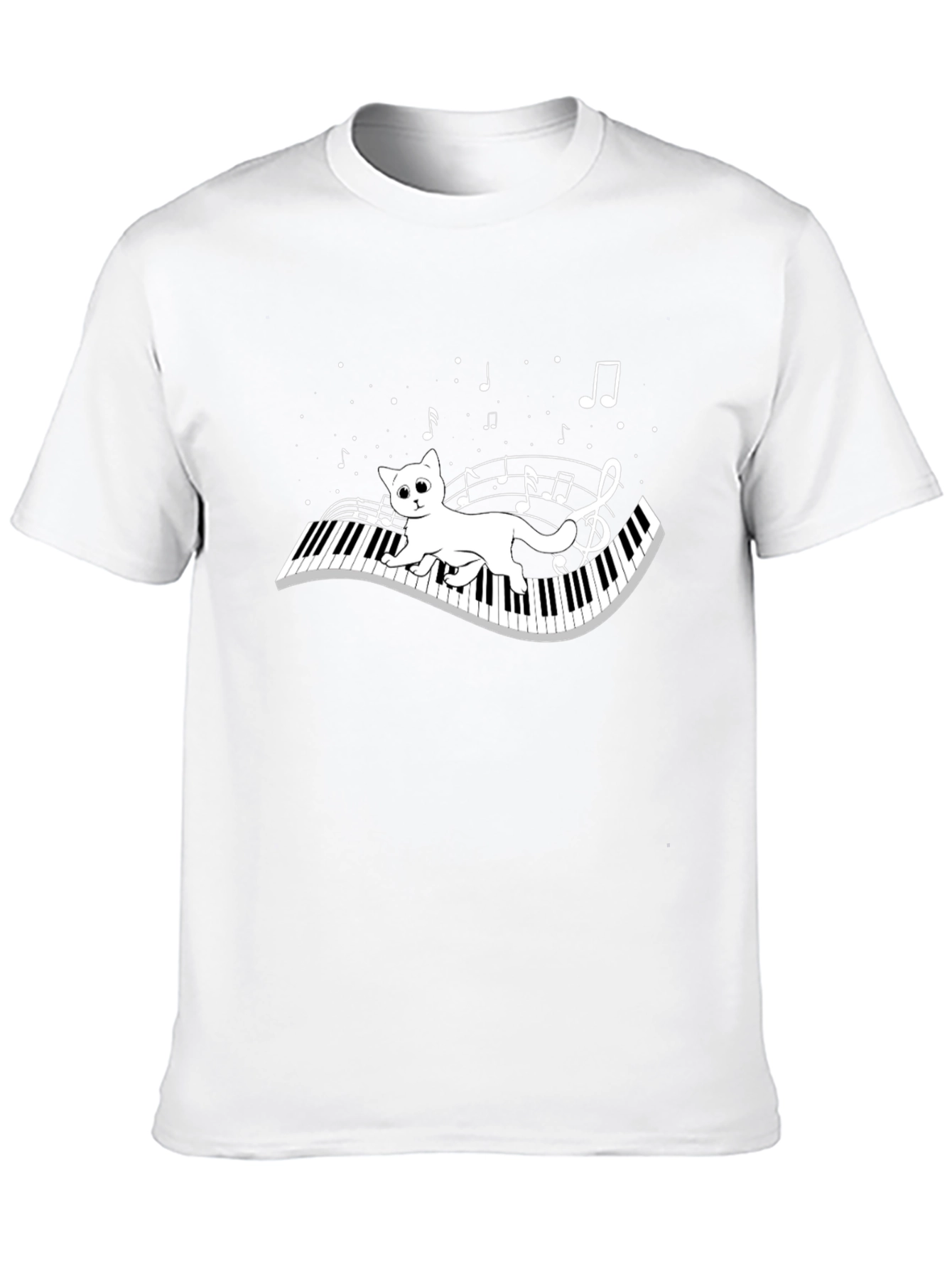 Cat Playing Piano T-Shirt - Musical Kitten Tee