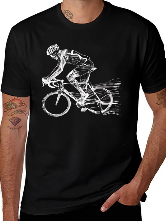 Cyclist Graphic T-Shirt - Sporty Black Tee