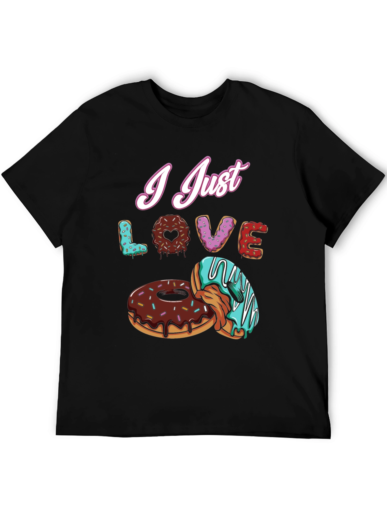 I Just Love Donuts Black T-Shirt