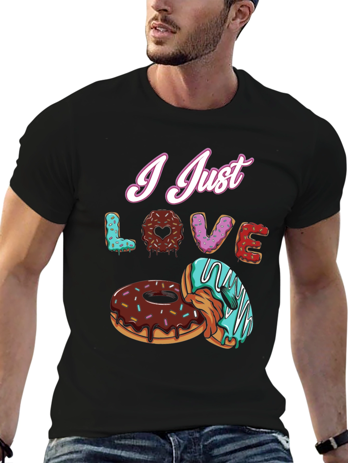 I Just Love Donuts Black T-Shirt