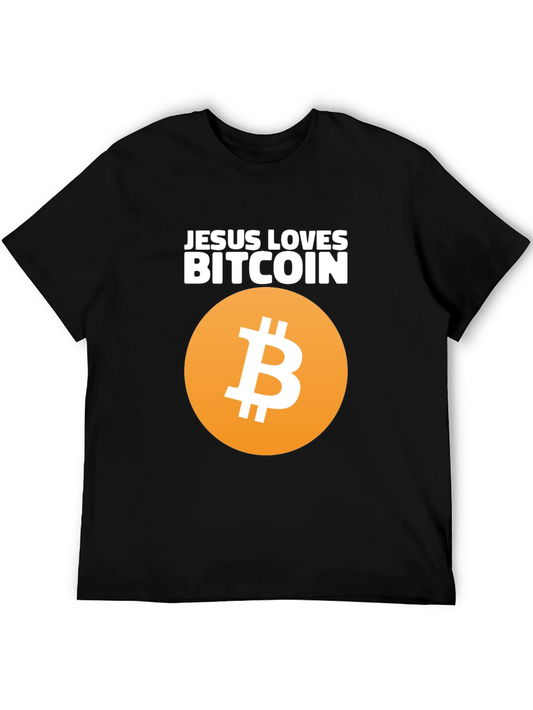 Jesus Loves Bitcoin Graphic T-Shirt - Crypto Fan Tee