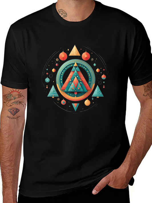 Geometric Christmas Tee - Stylish Holiday Apparel