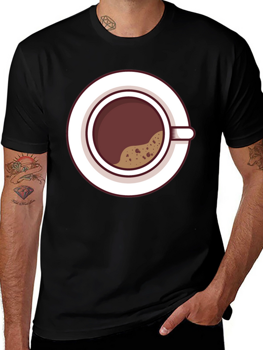 Coffee Cup Graphic Tee - Black Short Sleeve T-Shirt