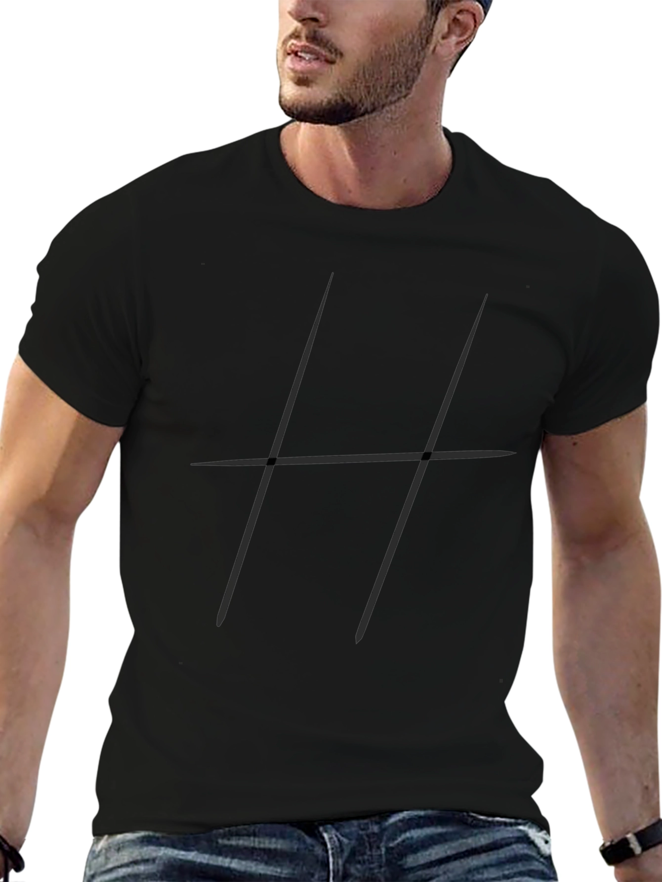 Minimalist H Graphic Black T-Shirt