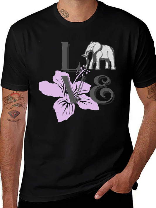 Love Elephants Black Graphic Tee