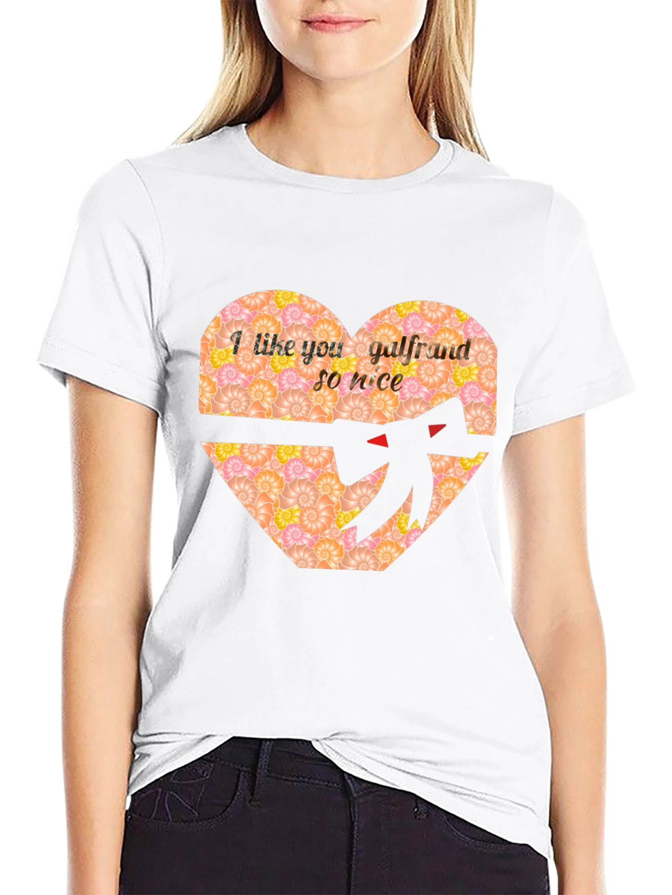 Romantic Heart Graphic Tee - I Like You Galfrand