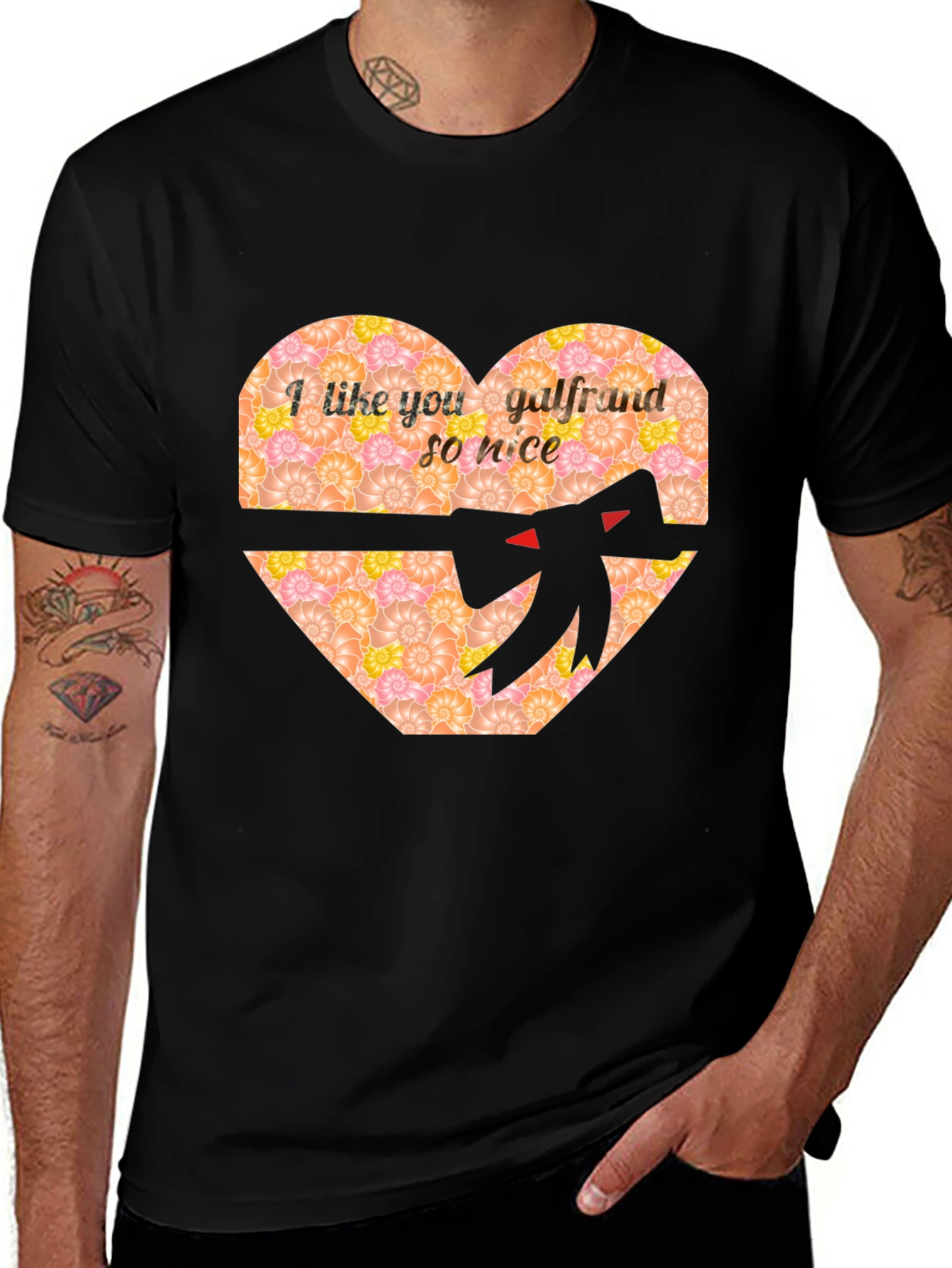 Romantic Heart Graphic Tee - I Like You Galfrand