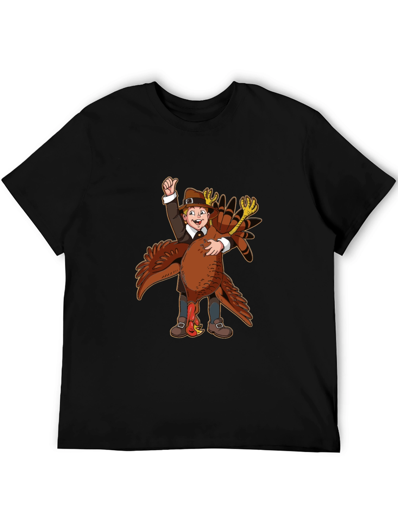 Thanksgiving Pilgrim Hugging Turkey T-Shirt
