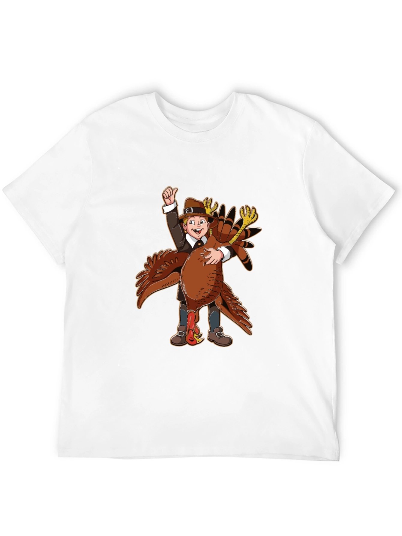 Thanksgiving Pilgrim Hugging Turkey T-Shirt