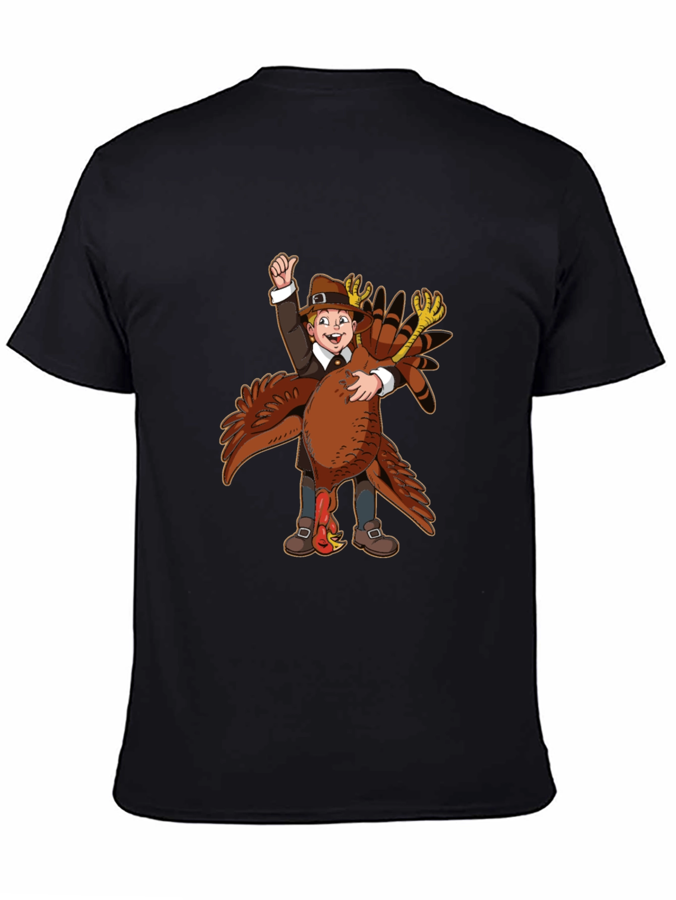 Thanksgiving Pilgrim Hugging Turkey T-Shirt