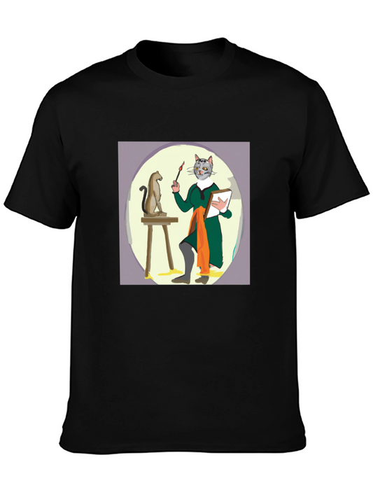 Cat Artist T-Shirt - Unique Artistic Design
