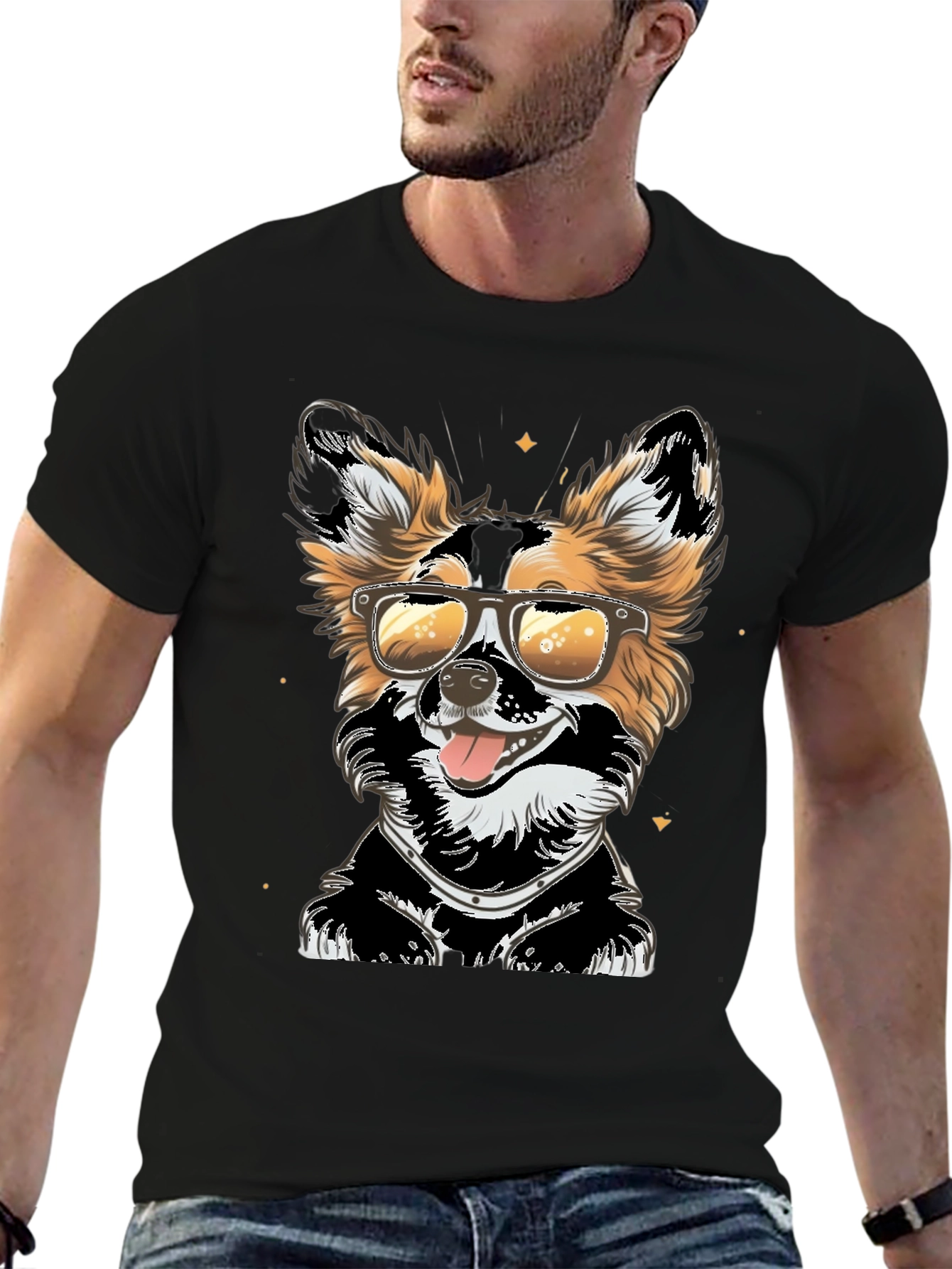 Cool Dog Graphic Tee - Black Cotton T-Shirt