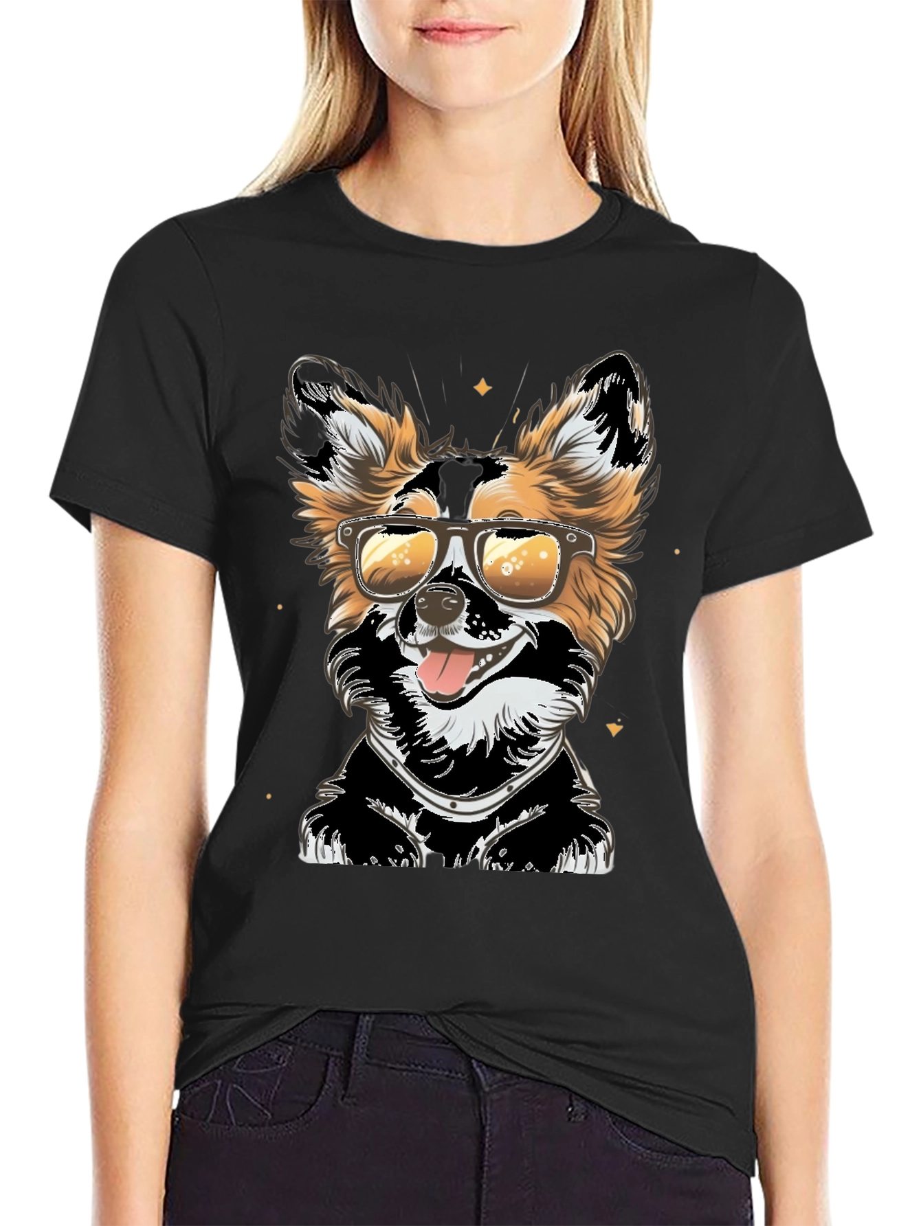 Cool Dog Graphic Tee - Black Cotton T-Shirt