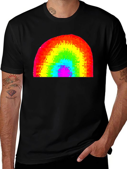 Rainbow Pixel Art Black T-Shirt