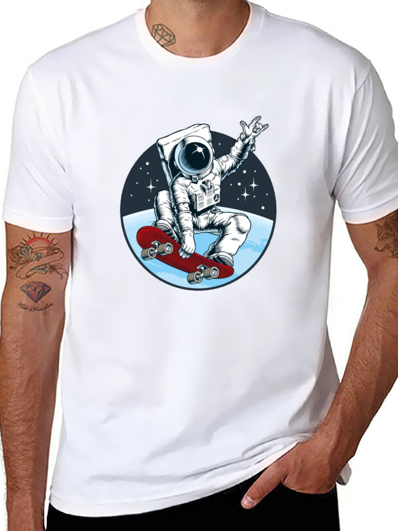 Astronaut Skateboarder Graphic T-Shirt