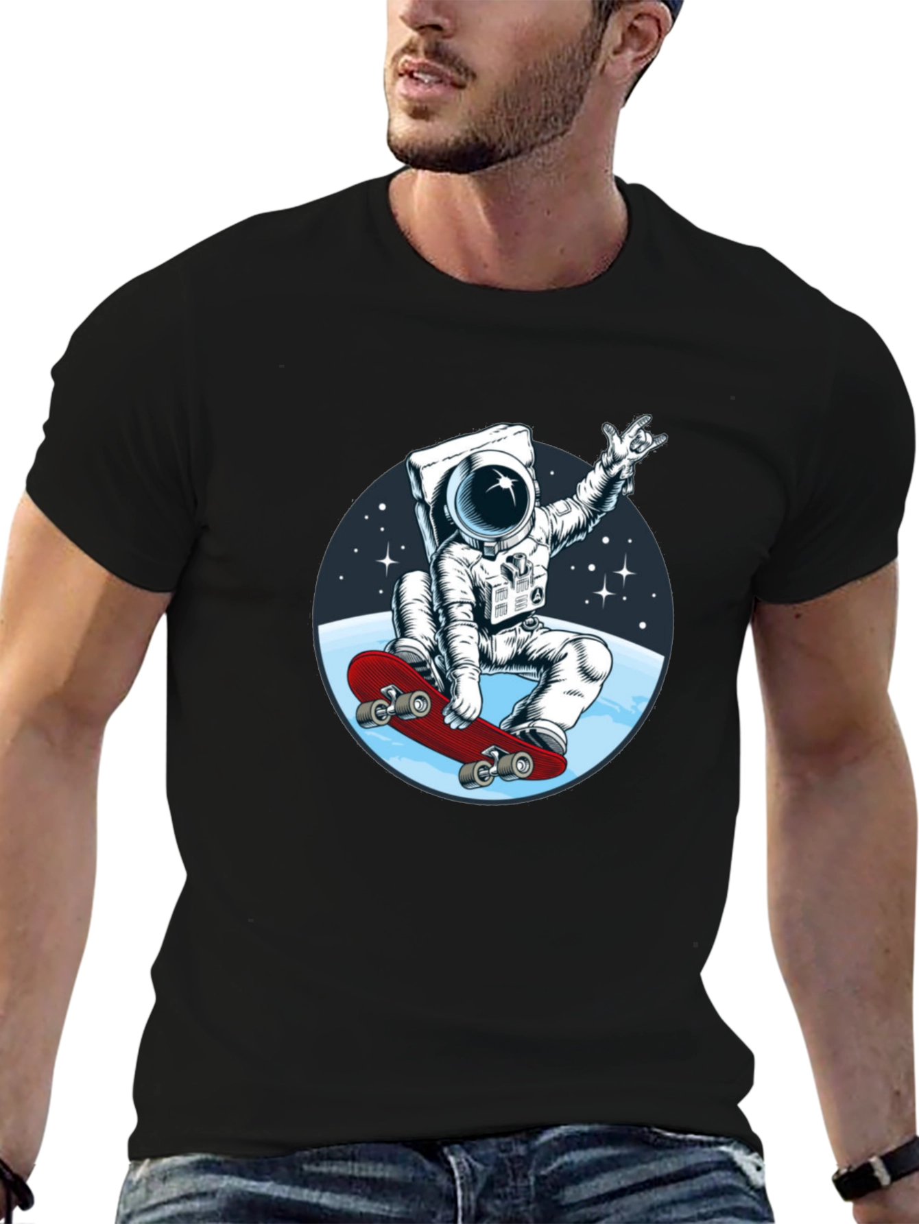 Astronaut Skateboarder Graphic T-Shirt