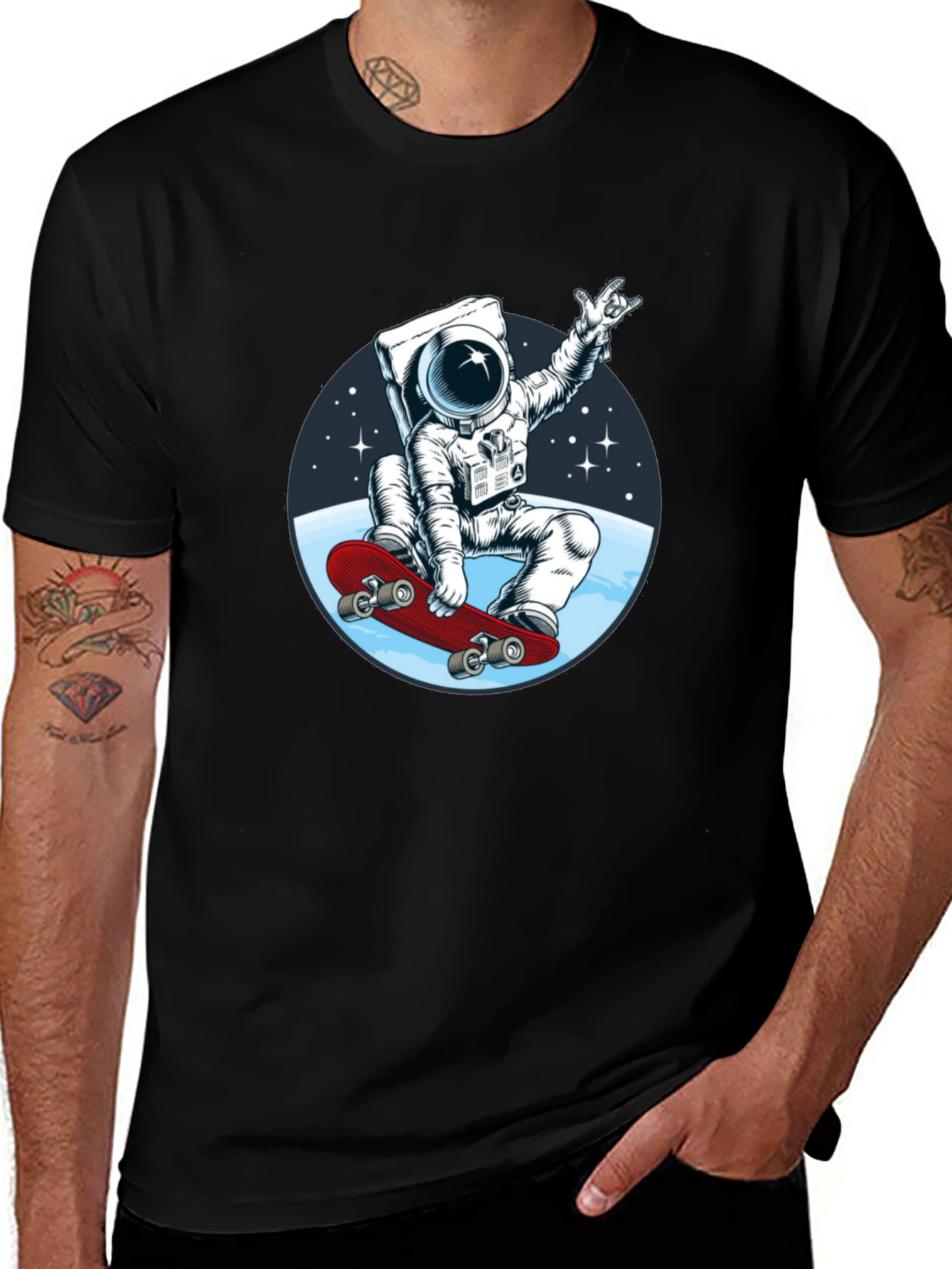 Astronaut Skateboarder Graphic T-Shirt