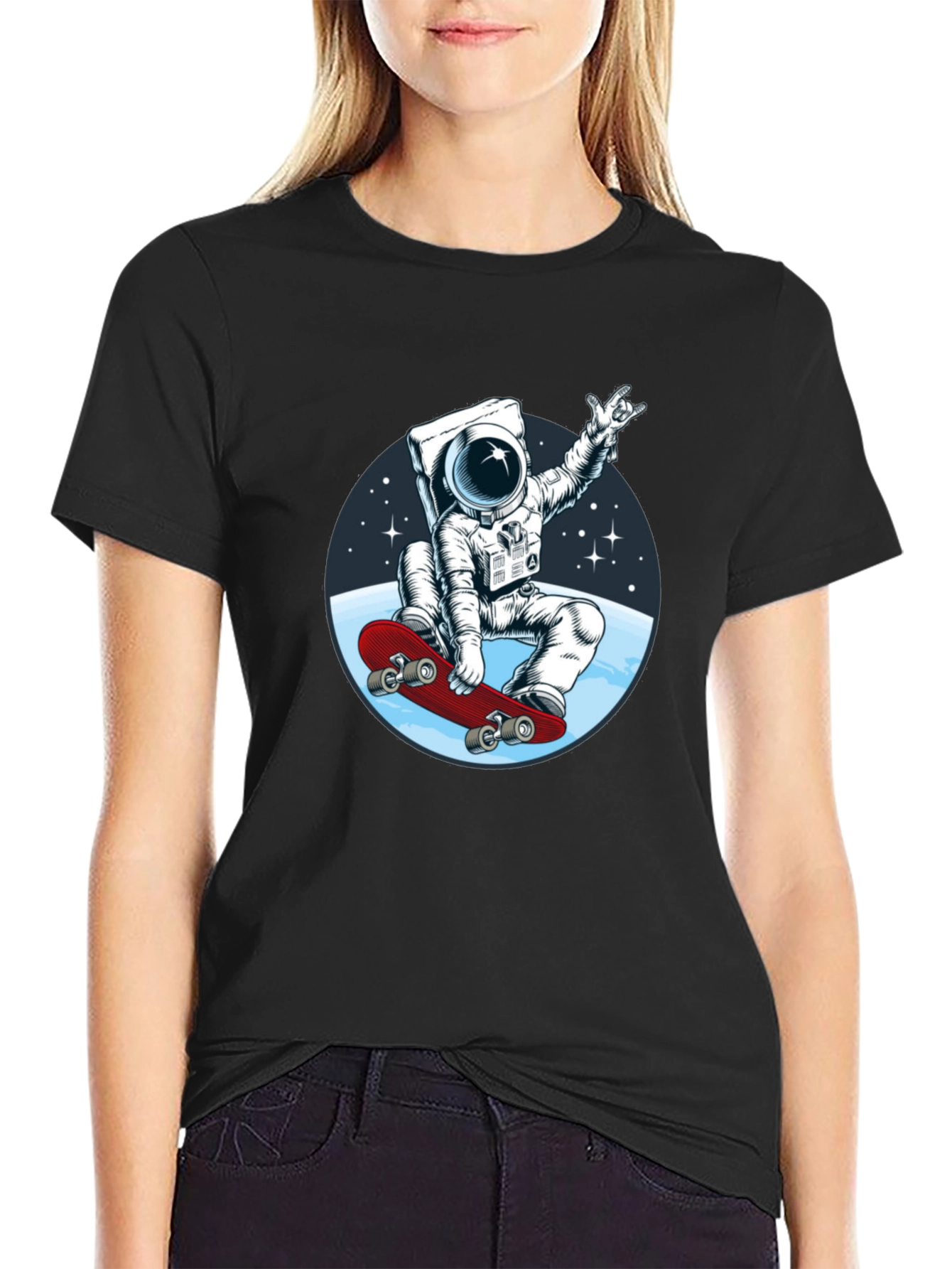 Astronaut Skateboarder Graphic T-Shirt