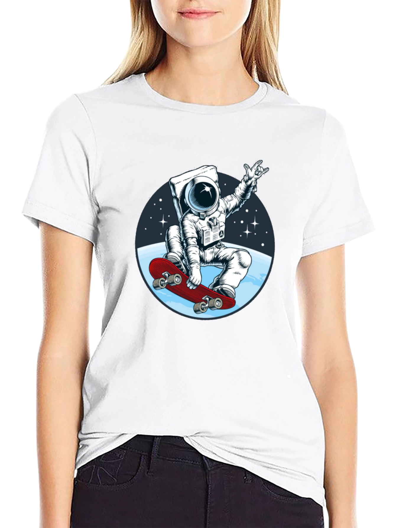 Astronaut Skateboarder Graphic T-Shirt