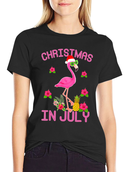 Christmas in July Flamingo T-Shirt