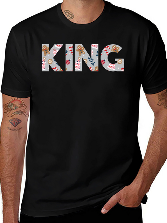 King Christmas Pattern Crew Neck T-Shirt